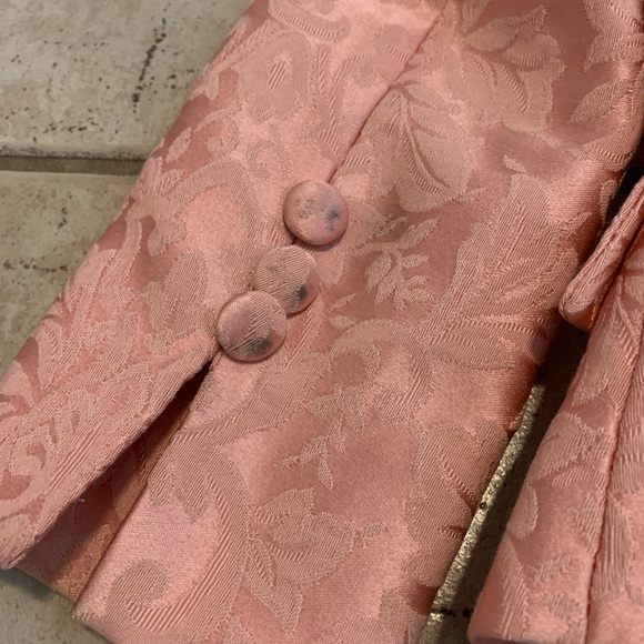 Vintage Pink Floral Damask Jacquard Blazer XS - Picture 11 of 13